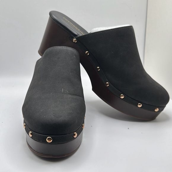 CUSHIONAIRE Women's Faux Wood Clog with Memory Foam Padding 8.5 BLACK - Picture 6 of 7